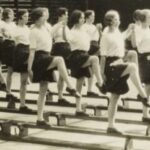 Photographs of the 1927-30 set performing exercises in the gymnasium