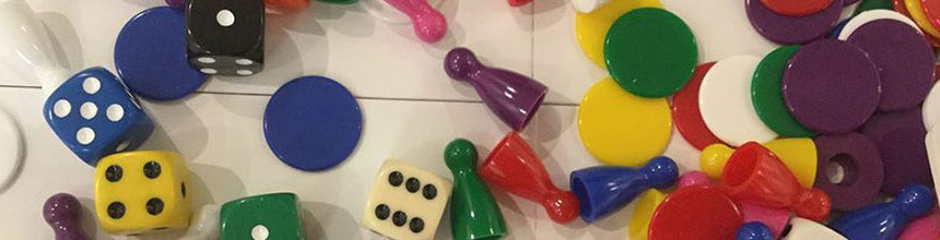 dice, counters, and spinners