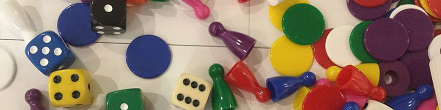 dice, counters, and spinners