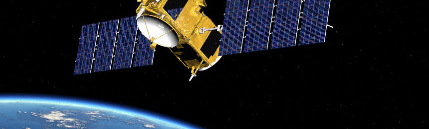 A satellite in orbit above the earth