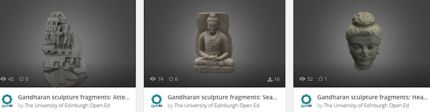 Screenshot of Gandarahan sculptures on Sketchfab