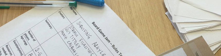 Pen, cards, and board game jam template