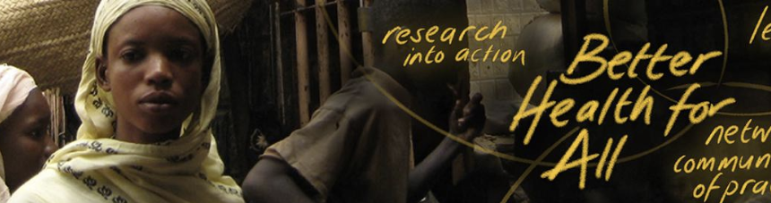 Course banner reads: research into action - better health for all - learning - networks for communities of practice