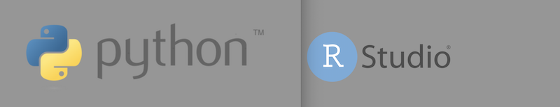 Python and RStudio logos