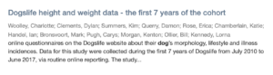 Dogslife height and weight data - the first 7 years of the cohort