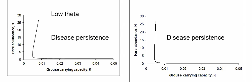 Disease persistence, Low theta and High theta graphs