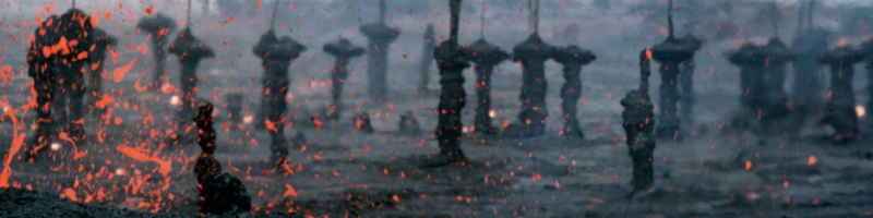 Forest of lava trees resulting from eruption of a 1-km-line of vents east of Pu'u Kahaulea on Hawai'i Island's Kilauea Volcano