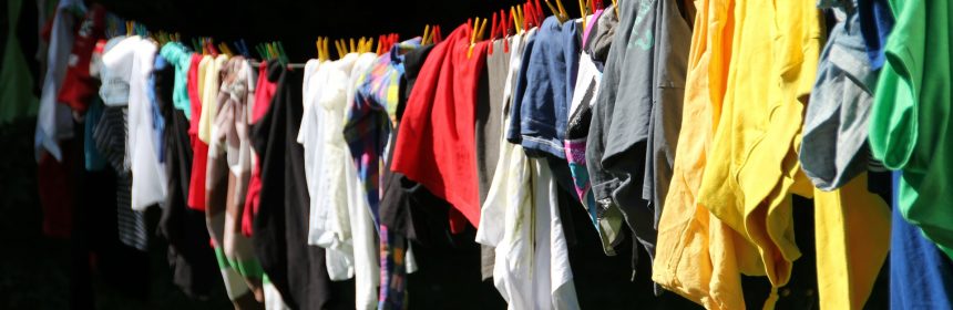 Washing hanging on a clothes line.