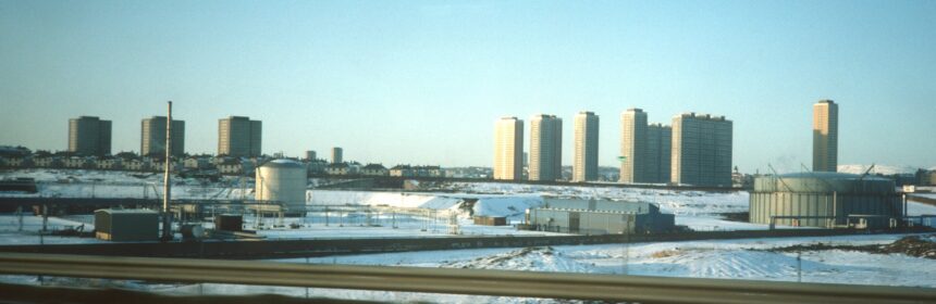 Photograph of Red Road flats in Glasgow.