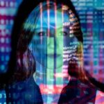 Code Projected Over Woman