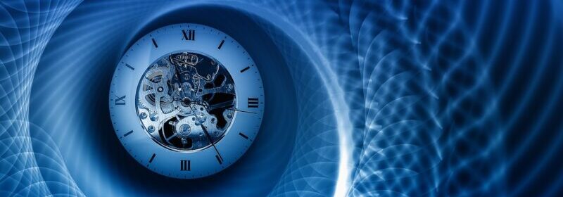 Blue spiral with a cogwatch at the centre