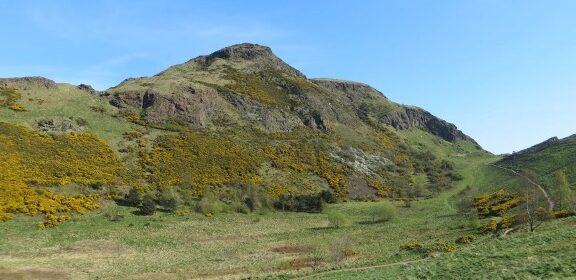 Arthur's Seat with a background of blue sky
